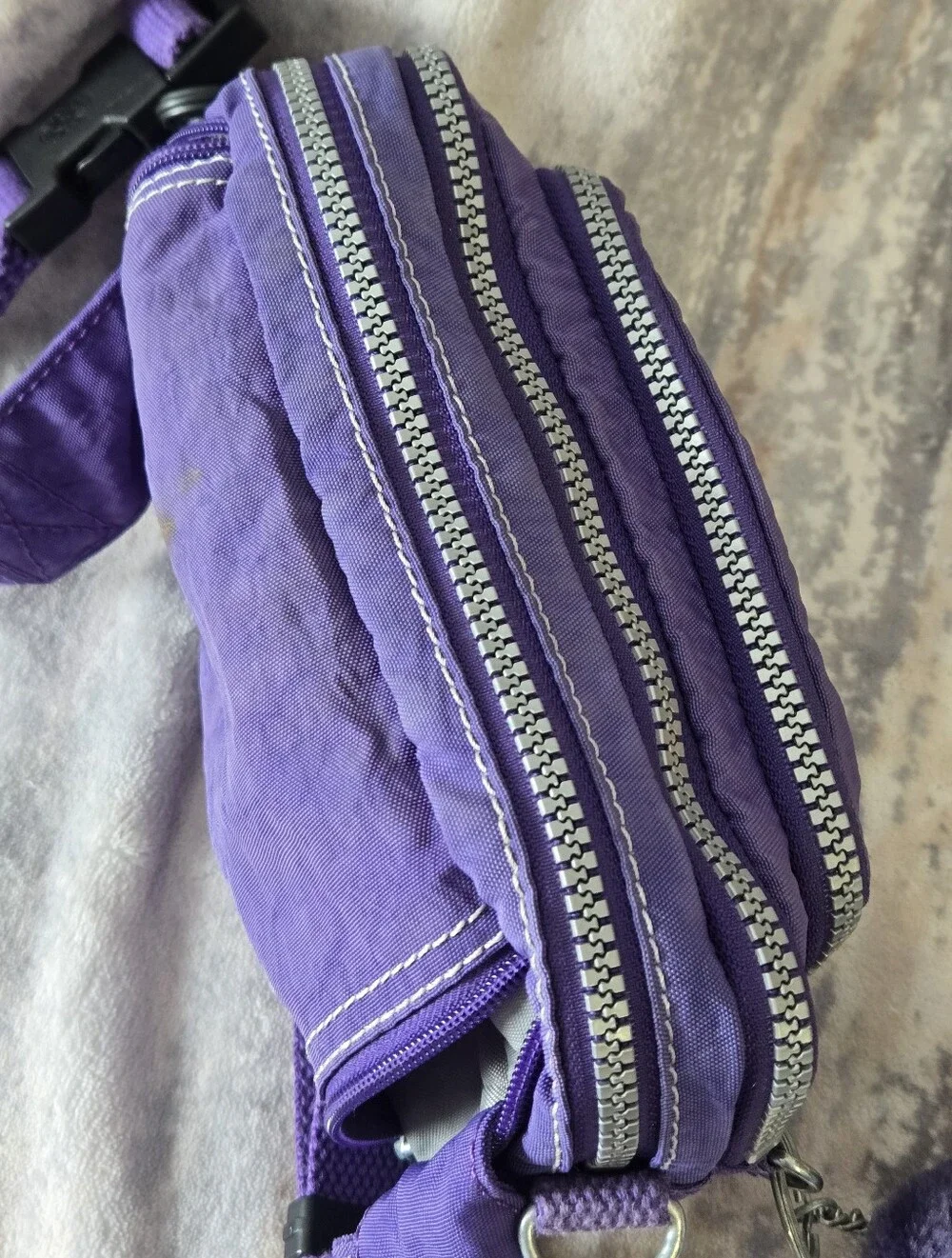 Kipling Purple Convertible Crossbody Waist Pack Belt Bag Monkey Charm